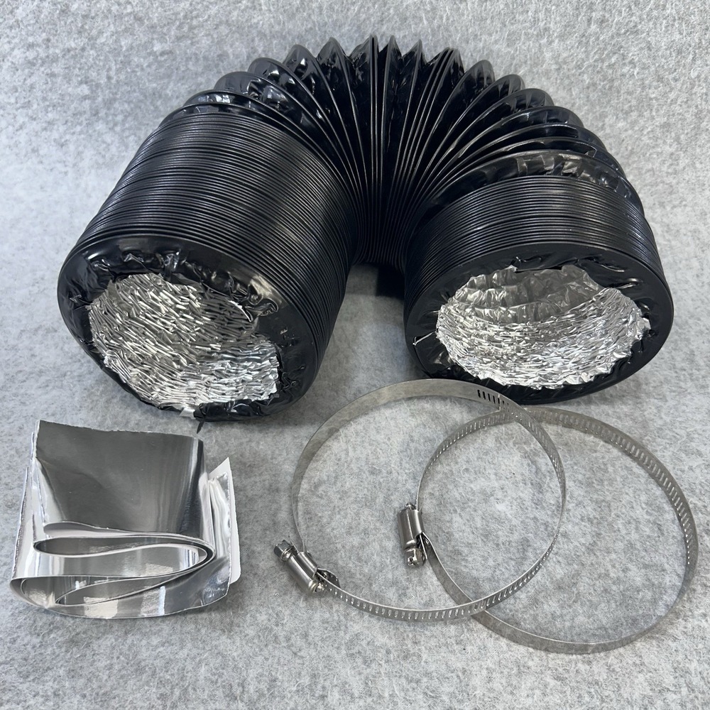 4” Dryer Vent Hose 8FT Flexible Insulated Duct Heavy Duty 4 Layer w/2 Clamps